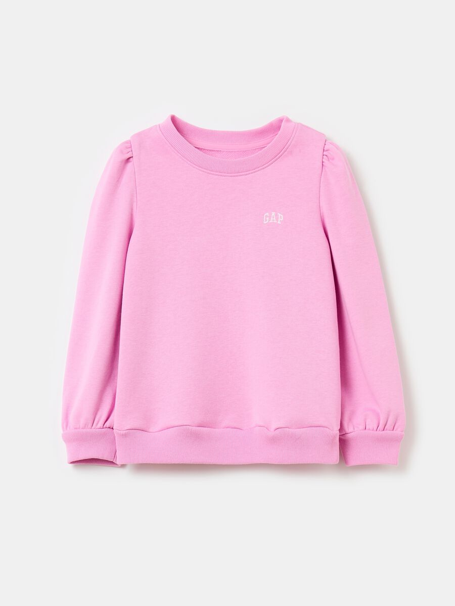 Sweatshirt with logo embroidery and puff sleeves_0