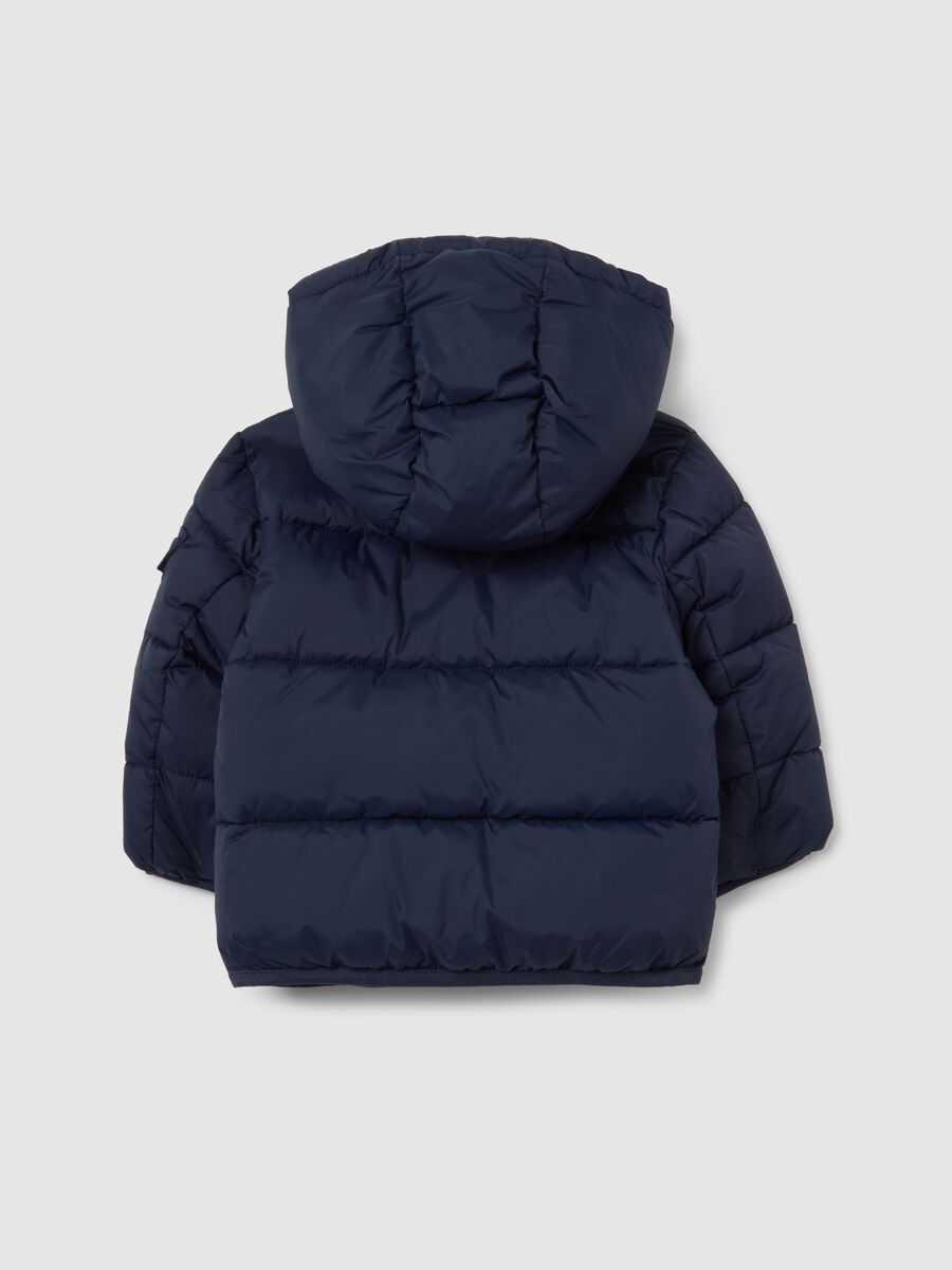 Piumino The Iconic Puffer blu da bambino con cappuccio_1