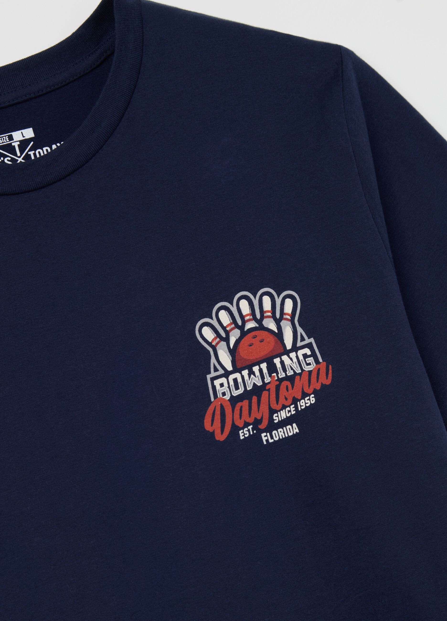 Cotton T-shirt with "Bowling Daytona" print