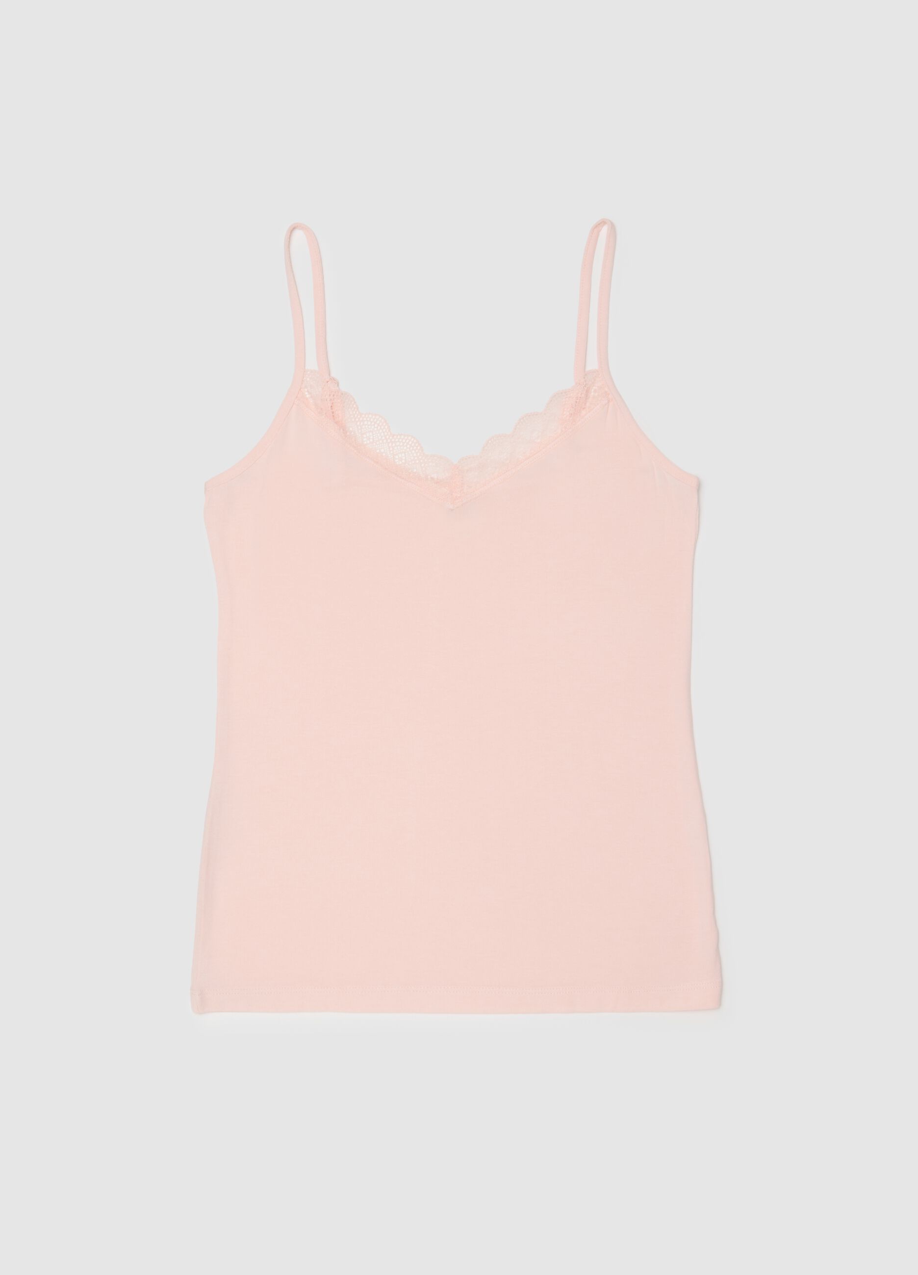 Pink regular fit viscose blend tank top