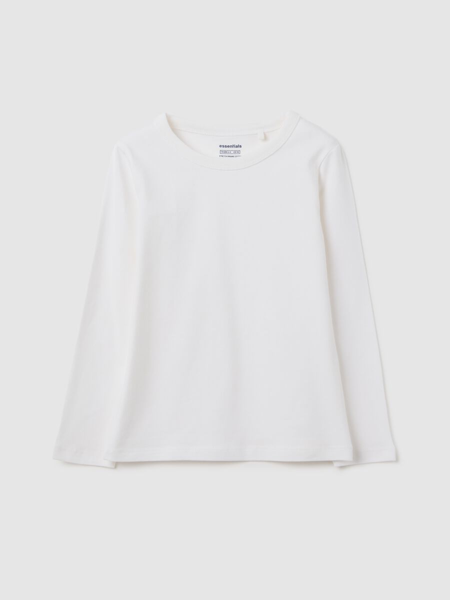 Girls' white regular fit stretchy cotton top_0