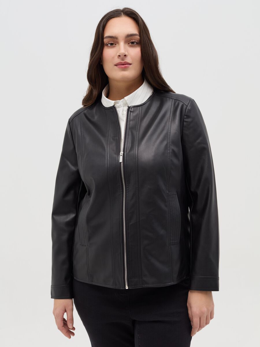 Curvy full-zip biker jacket_0