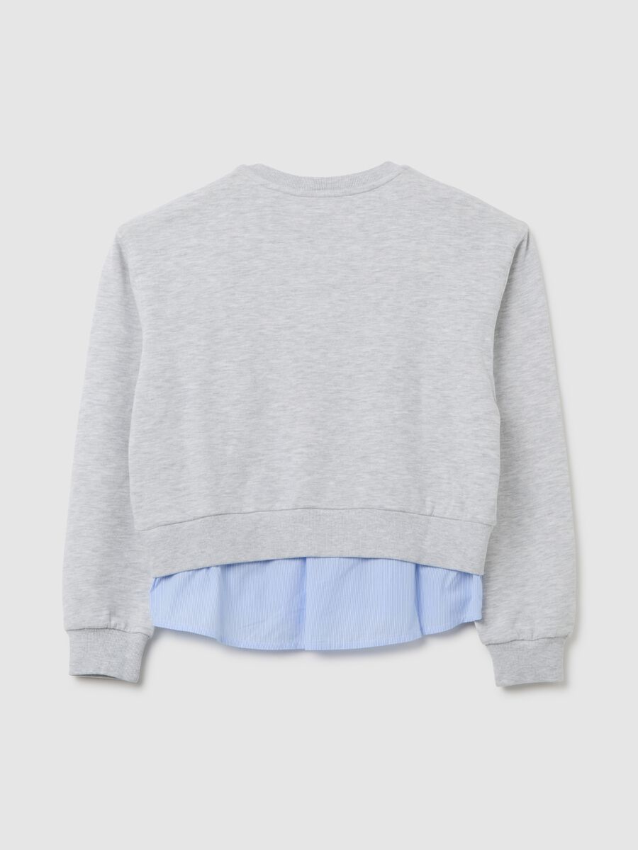 Felpa da ragazza in misto cotone grigia regular fit_4