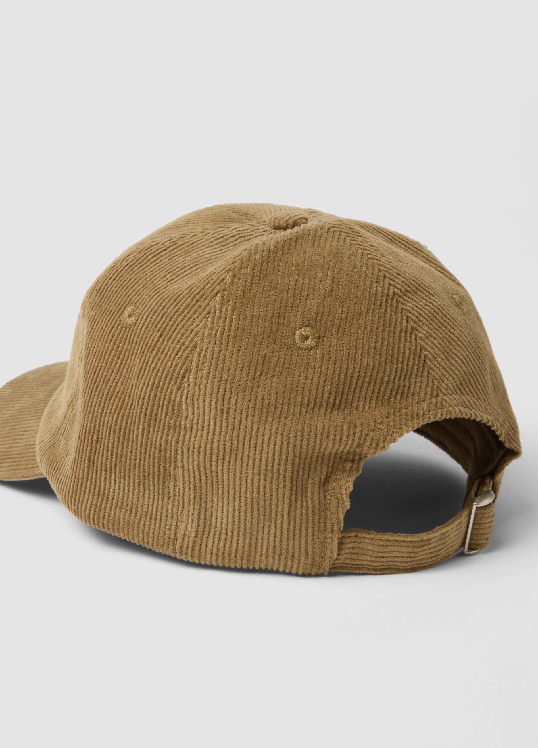Beige pure cotton ribbed cap
