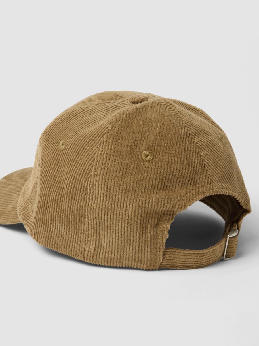 Cappello beige in puro cotone a coste_1