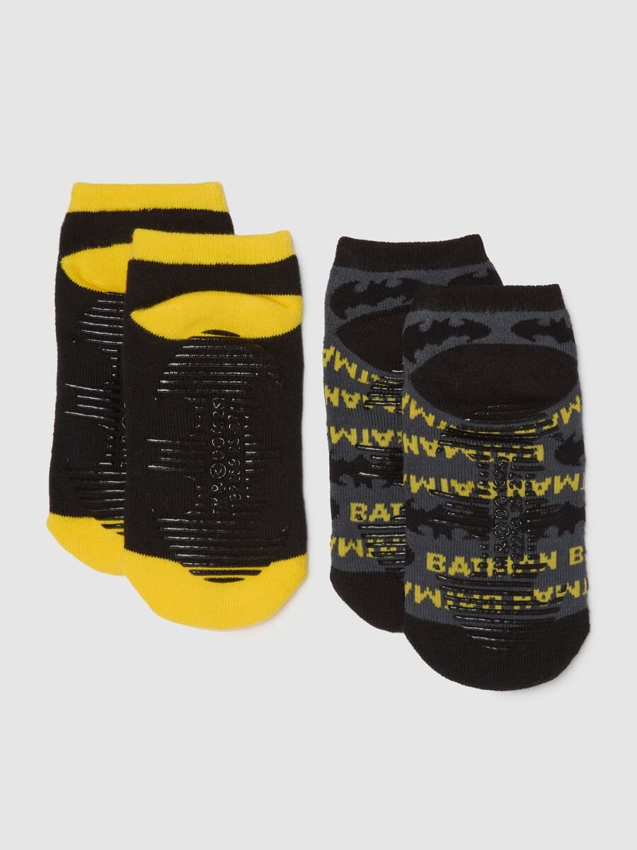 Pack of kids' non-slip socks in multicolour cotton with Batman prints_1
