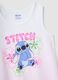 White and pink pure cotton girls&rsquo; vest top with fringes and Stitch_2