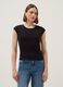 Black stretchy cotton T-shirt regular fit with stitching_1