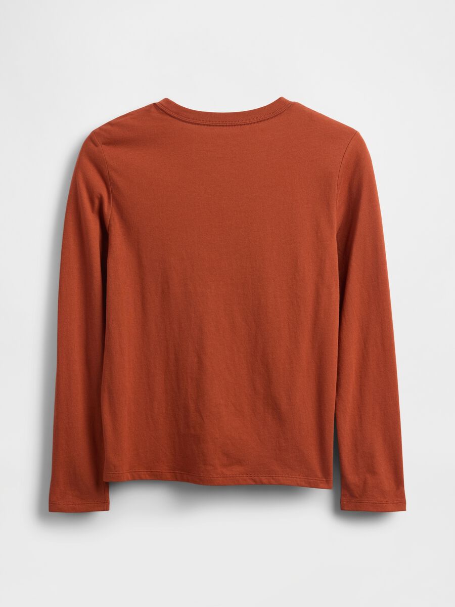 T-shirt a maniche lunghe arancione in cotone_1