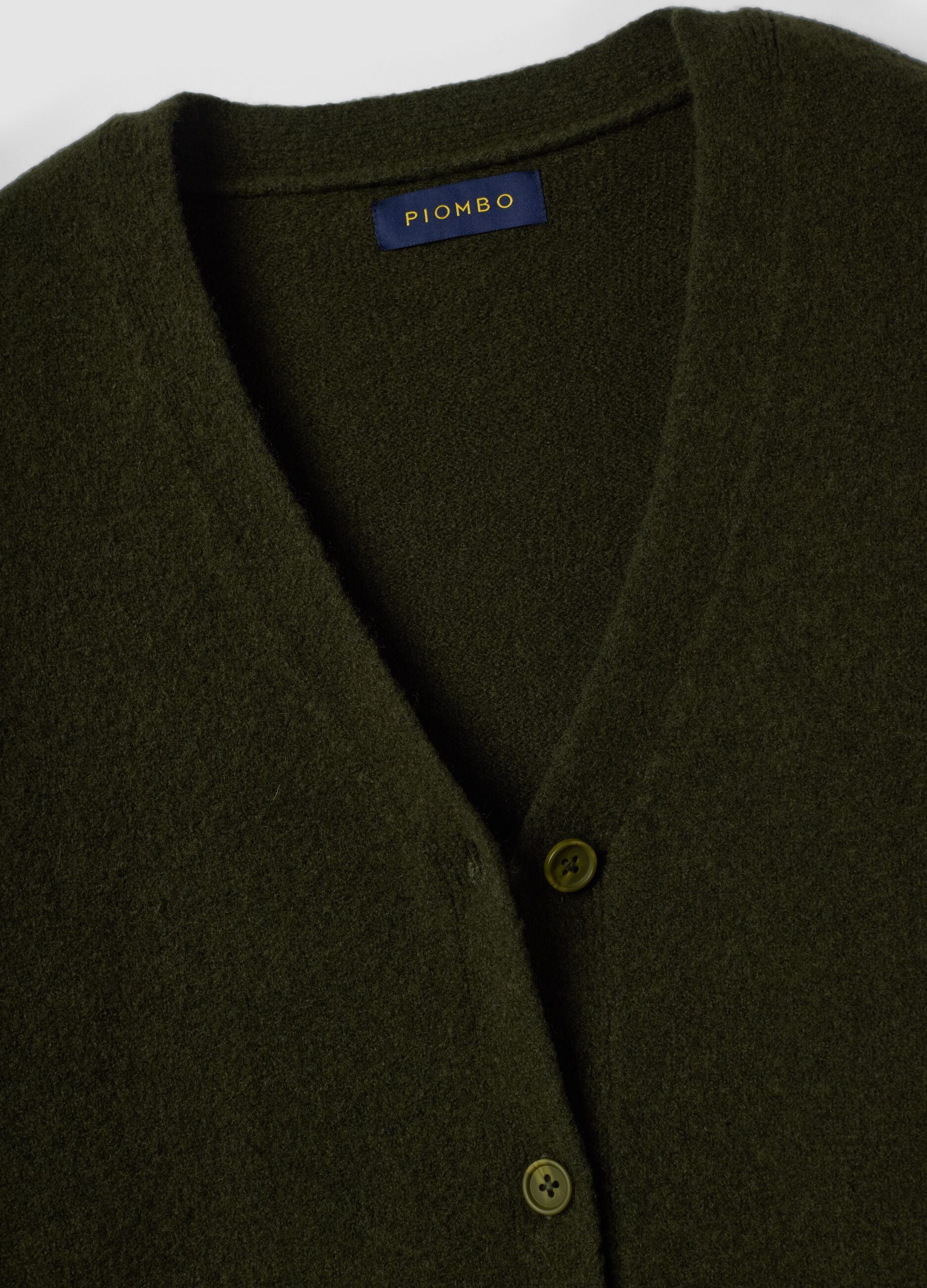 Cardigan verde in lana elasticizzata Scollo profondo a V