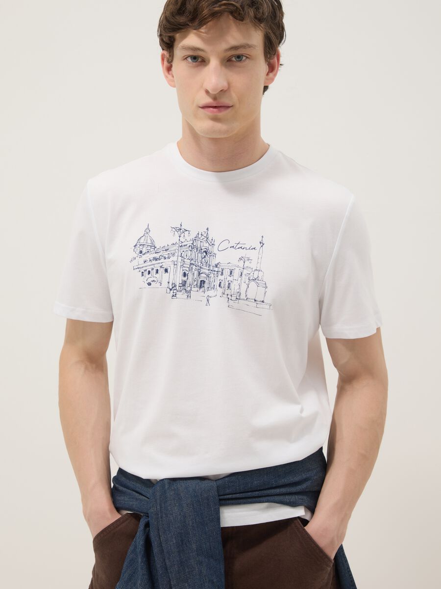 White pure cotton regular-fit printed T-shirt_2