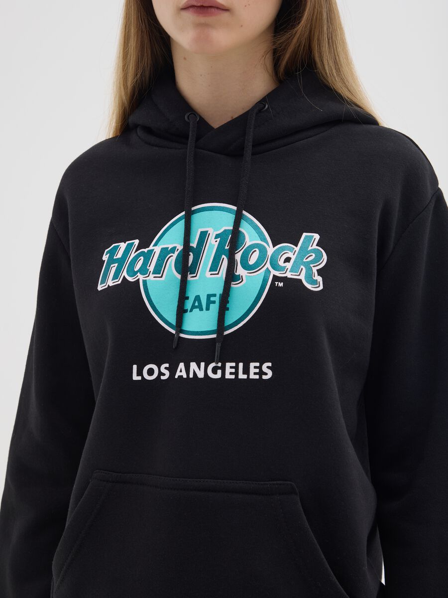 Black cotton-blend hoodie regular fit with Hard Rock Cafe logo_3