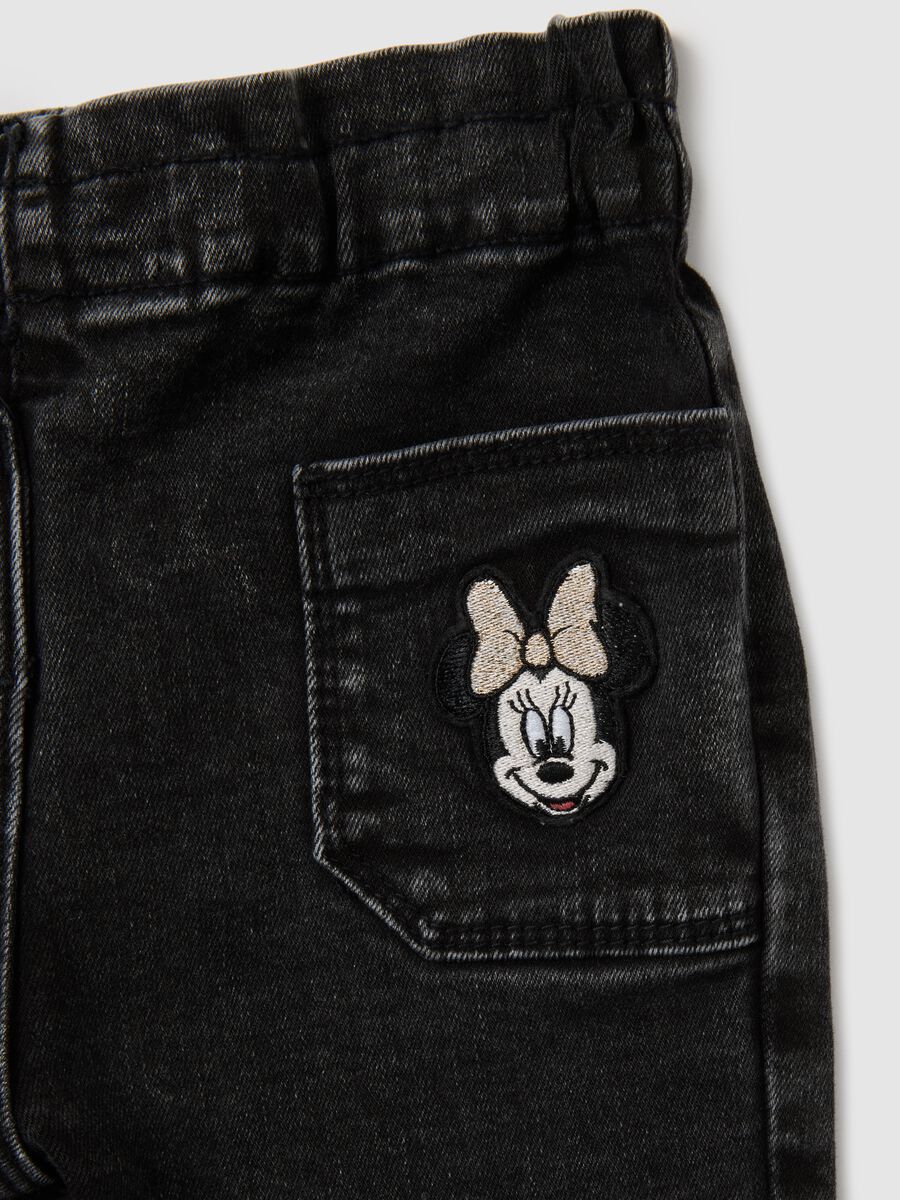 Black cotton girl’s baggy trousers with Minnie embroidery_3