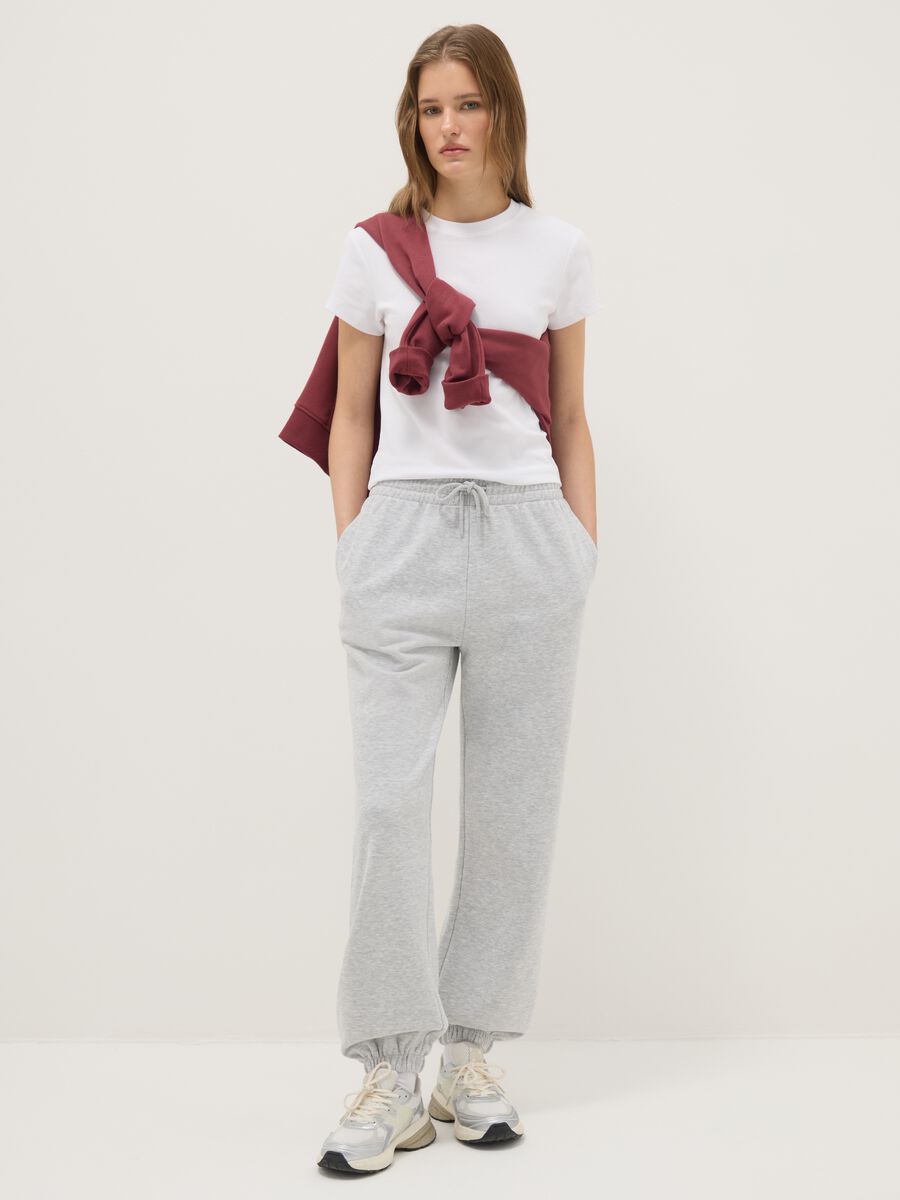 Grey Cotton Blend Jogger Trousers Regular Fit_0