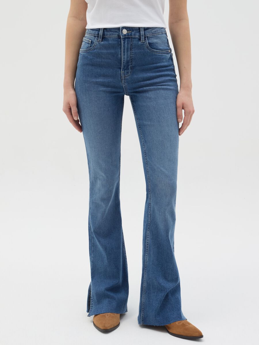 Flare-fit bootcut jeans with slits_1