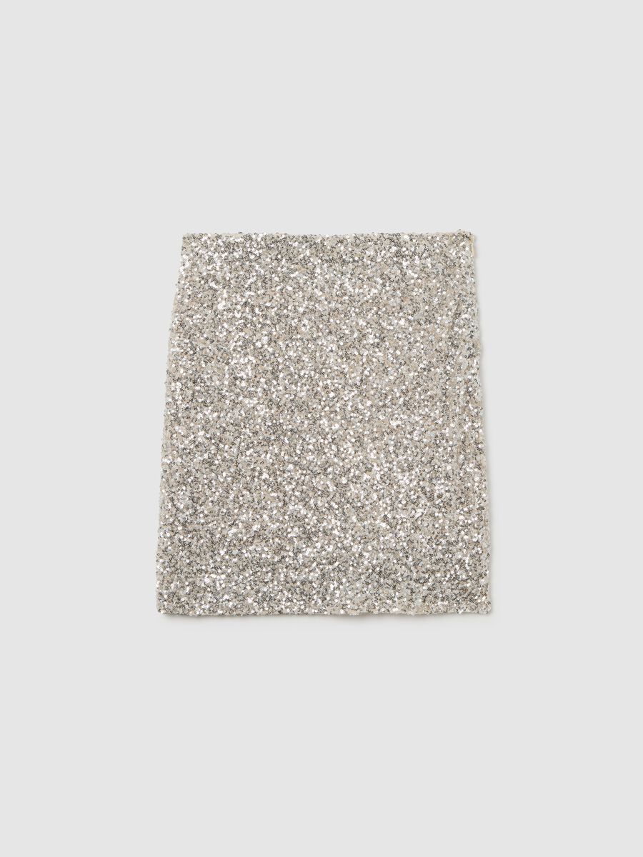 Beige Miniskirt with Sequins_4