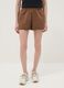 Brown cotton-blend shorts with elasticated waistband_1
