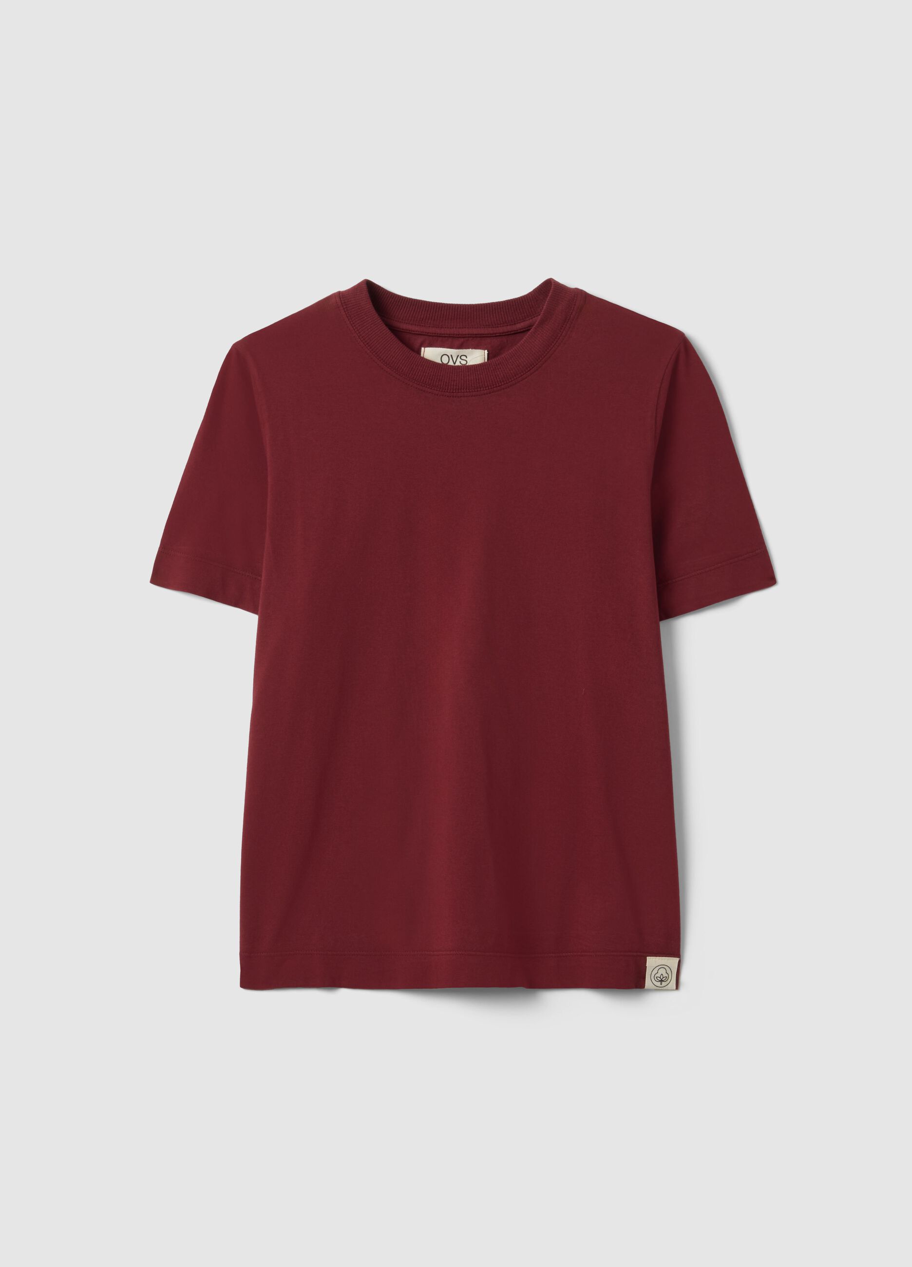 Red crew neck t-shirt in pure cotton regular fit