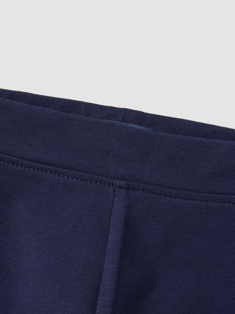 Leggings blu in cotone organico elasticizzato skinny per bambina_3