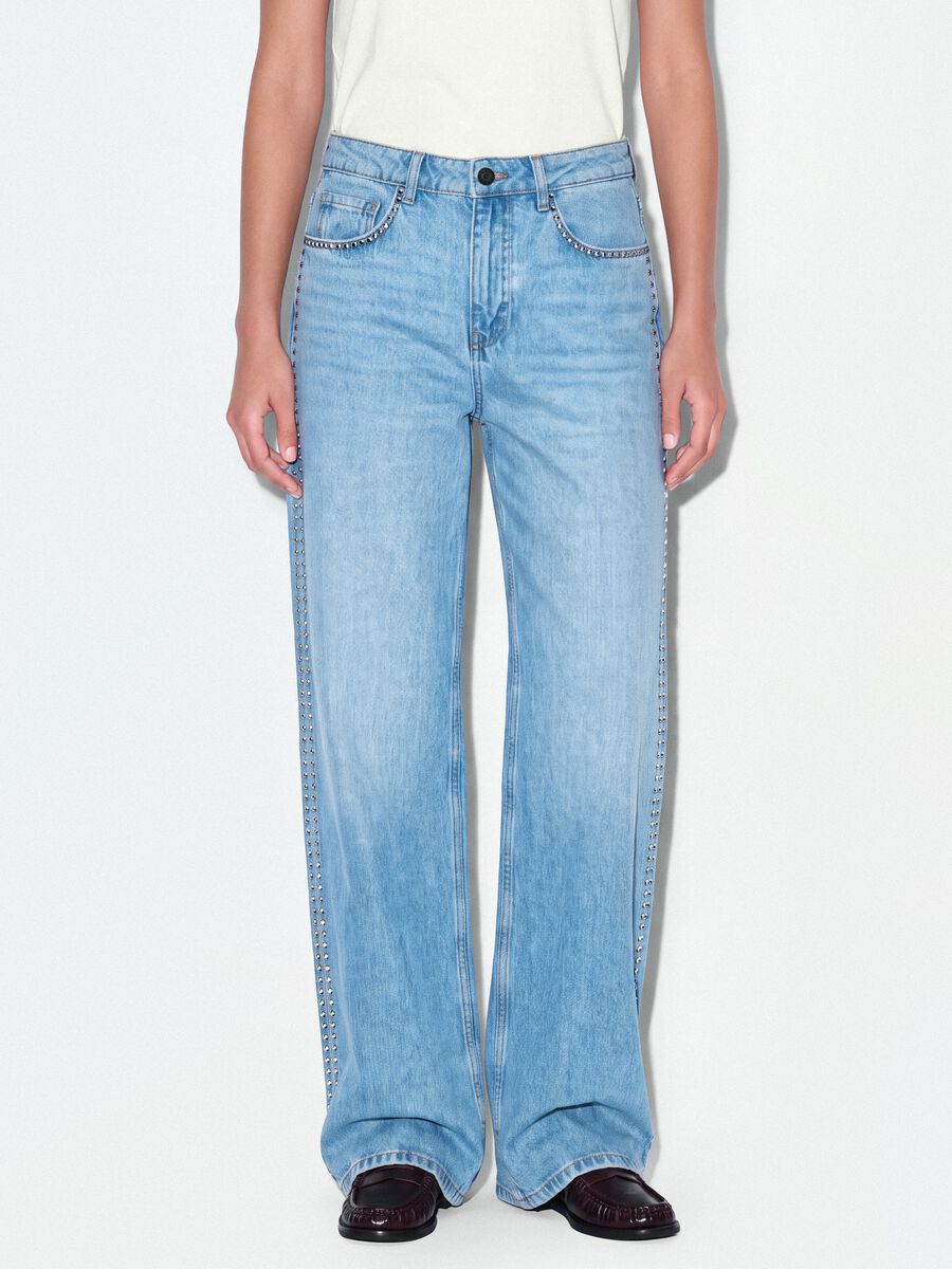 Light Blue Wide-Leg Jeans in Pure Cotton_1