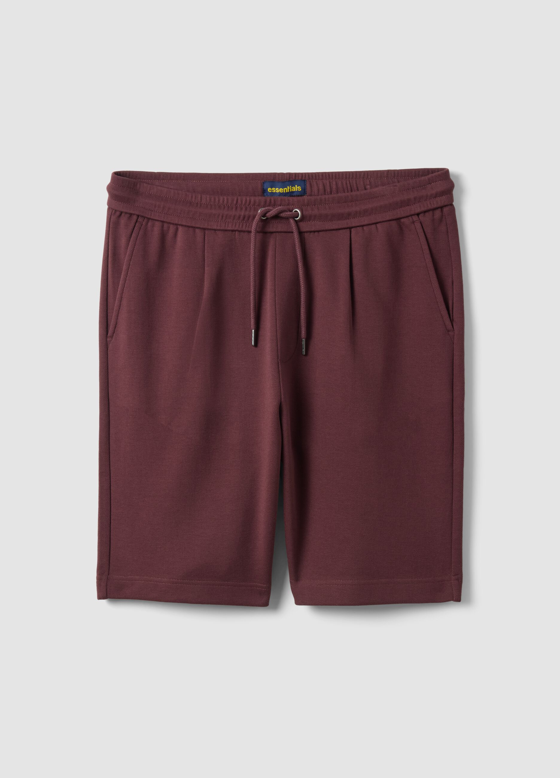 Brown pure cotton regular-fit shorts with drawstring