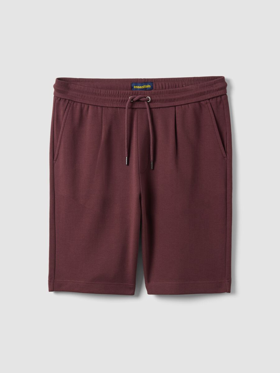 Shorts in puro cotone marrone regular fit con coulisse_4