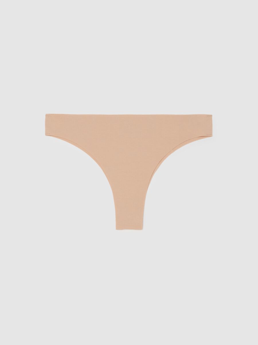 Slip tanga in cotone beige regular fit_4