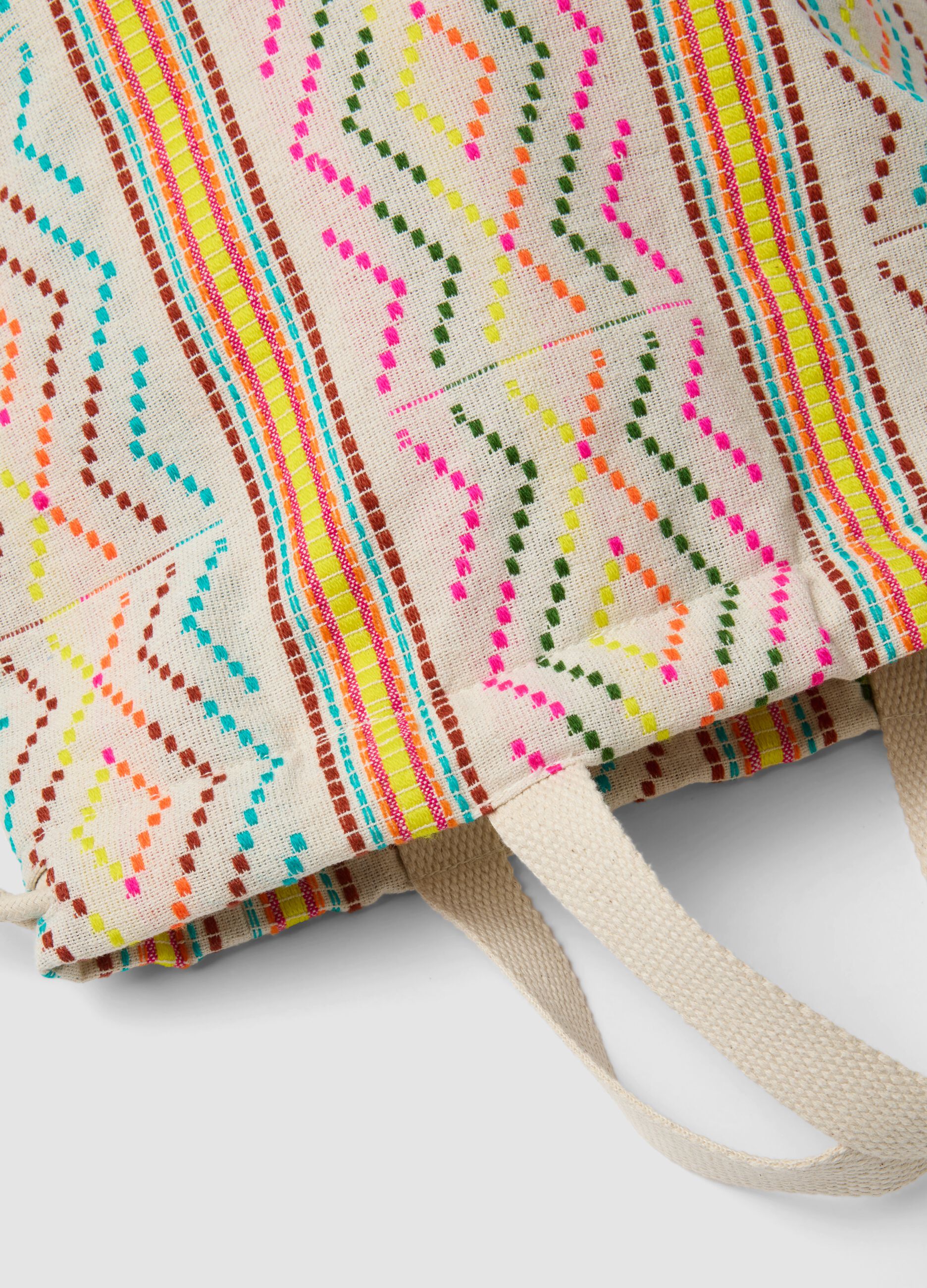 Multicolour patterned backpack with adjustable shoulder straps