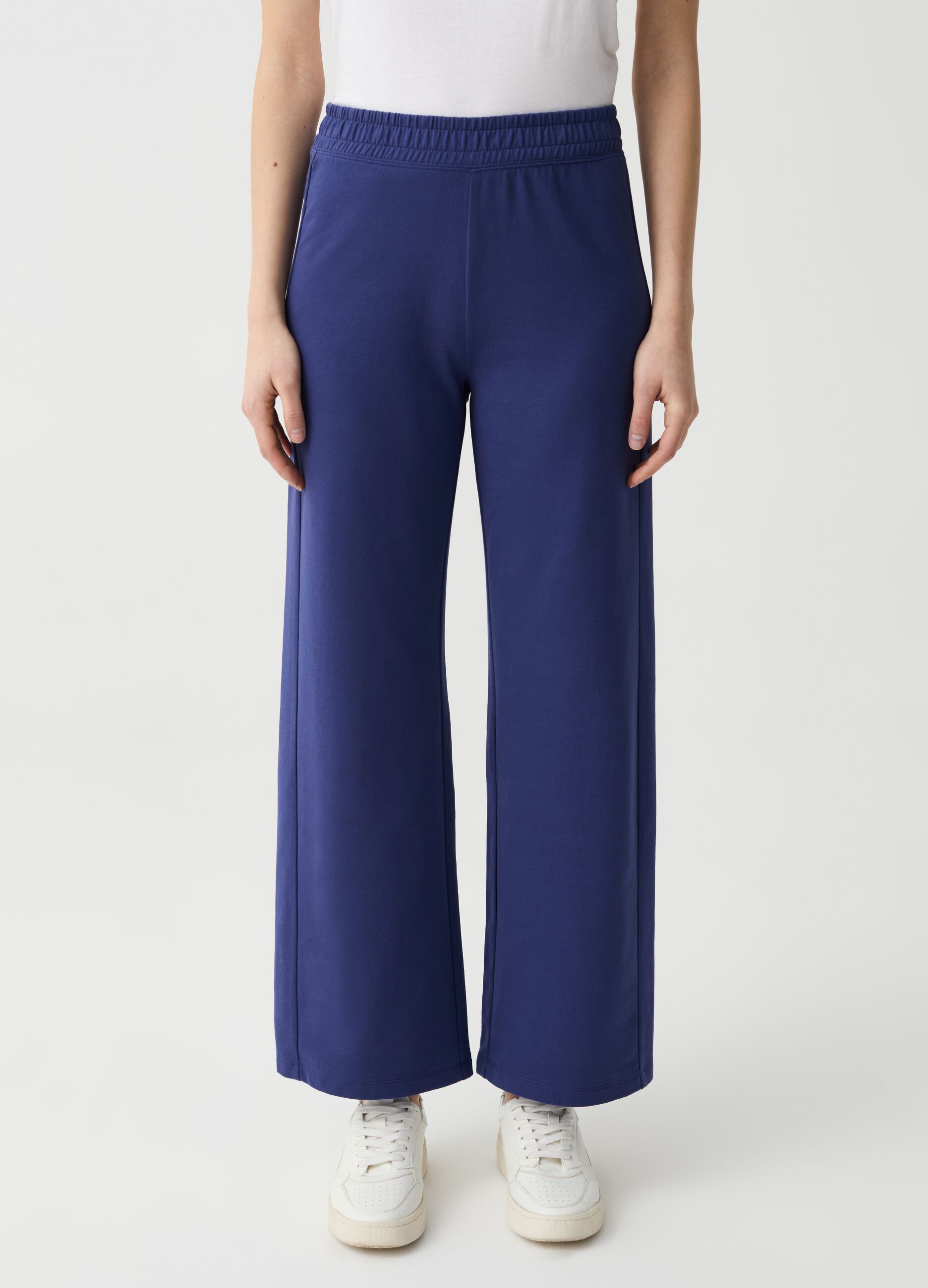 Joggers wide leg in felpa