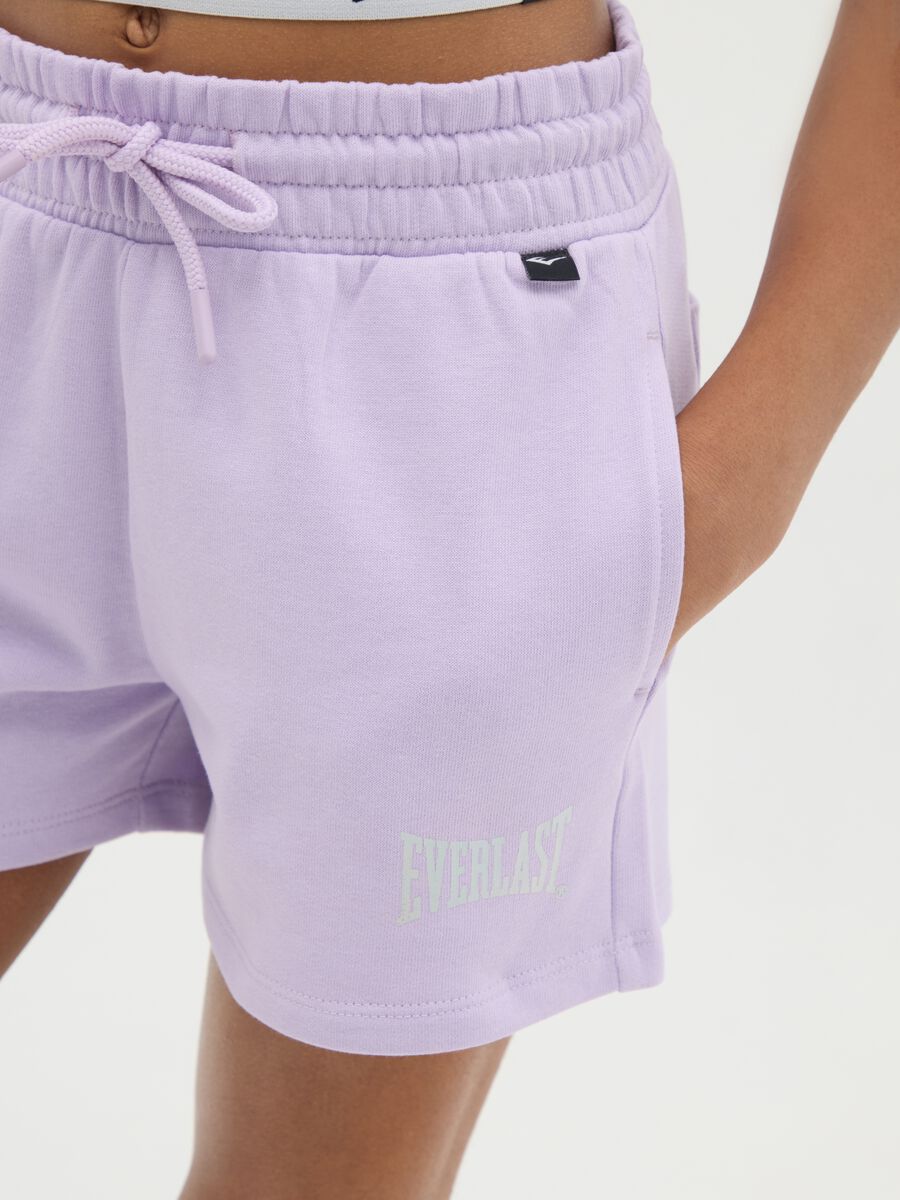 Girls' purple cotton regular fit shorts with back pockets_1