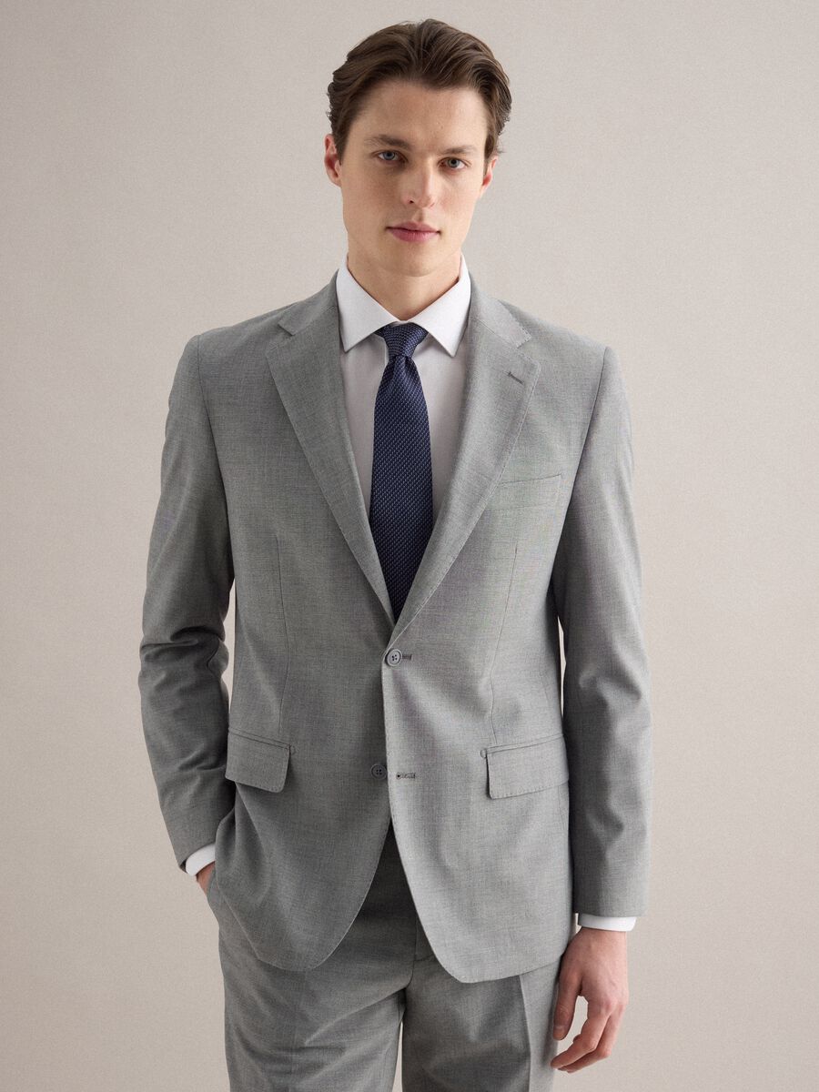 Grey Slim Fit Single Breasted Jacket_0