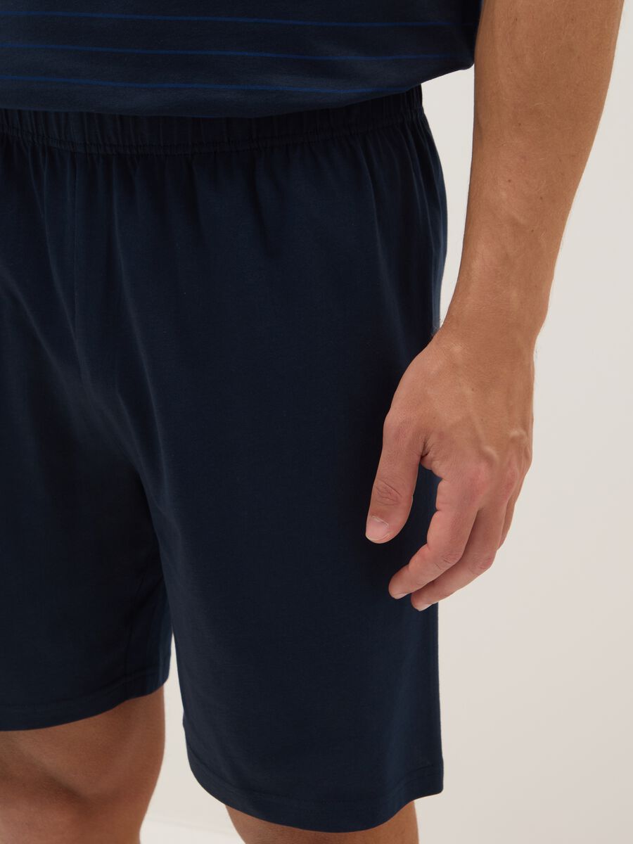 Short pyjamas in pure blue cotton, regular fit_3