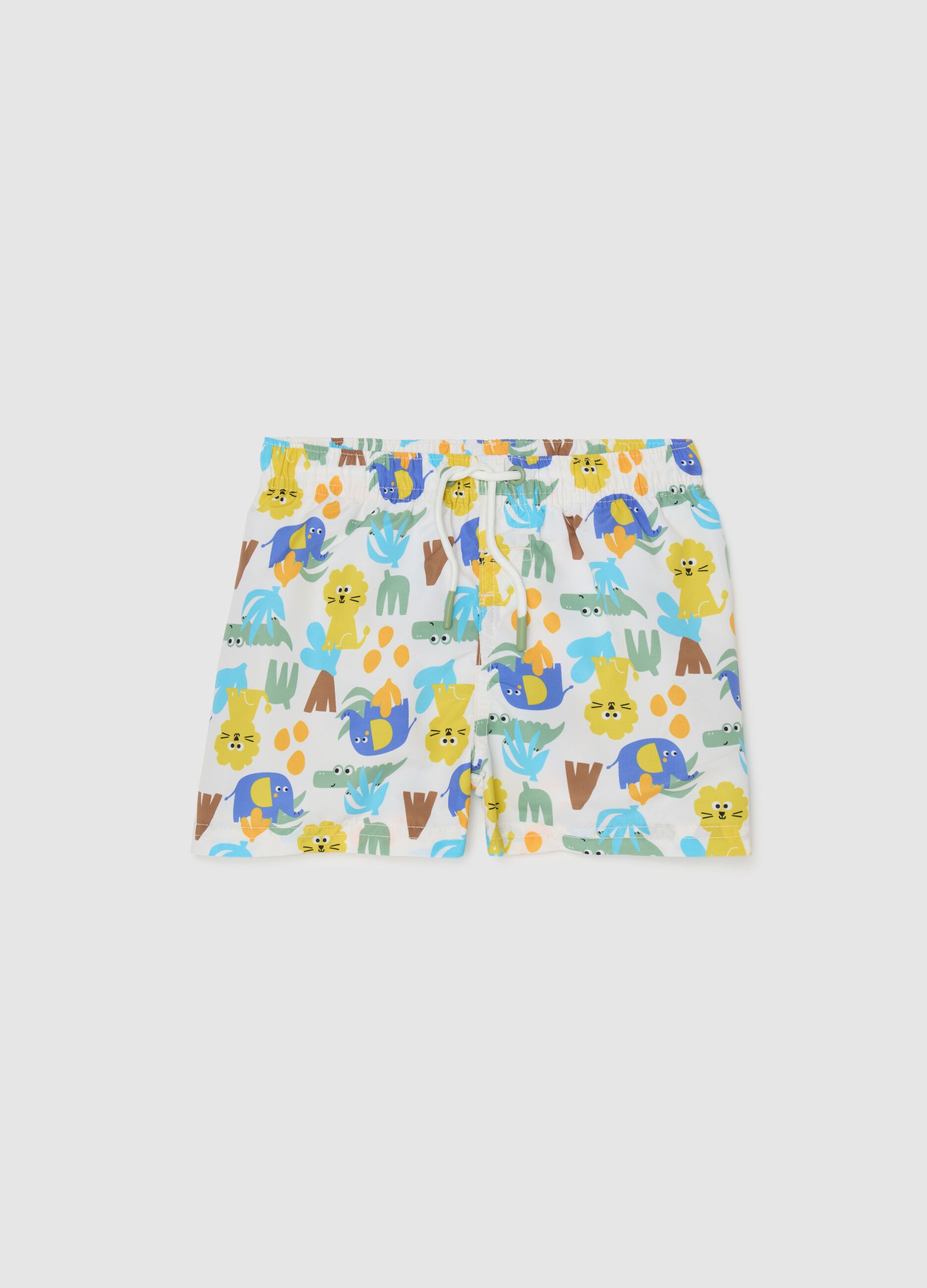 Children's multicolor regular fit shorts with animal print