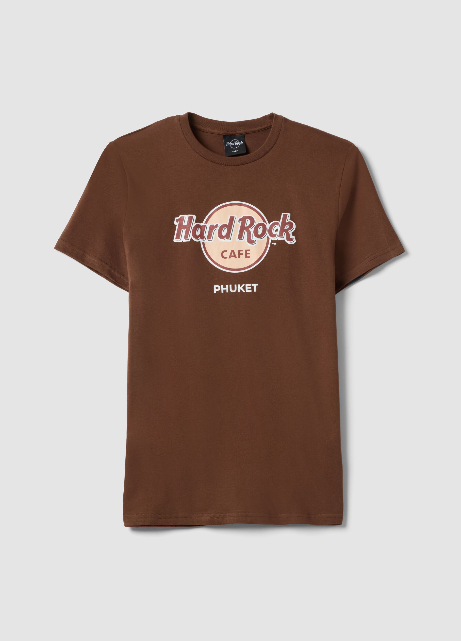 Brown pure cotton Hard Rock Cafe print T-shirt, regular fit