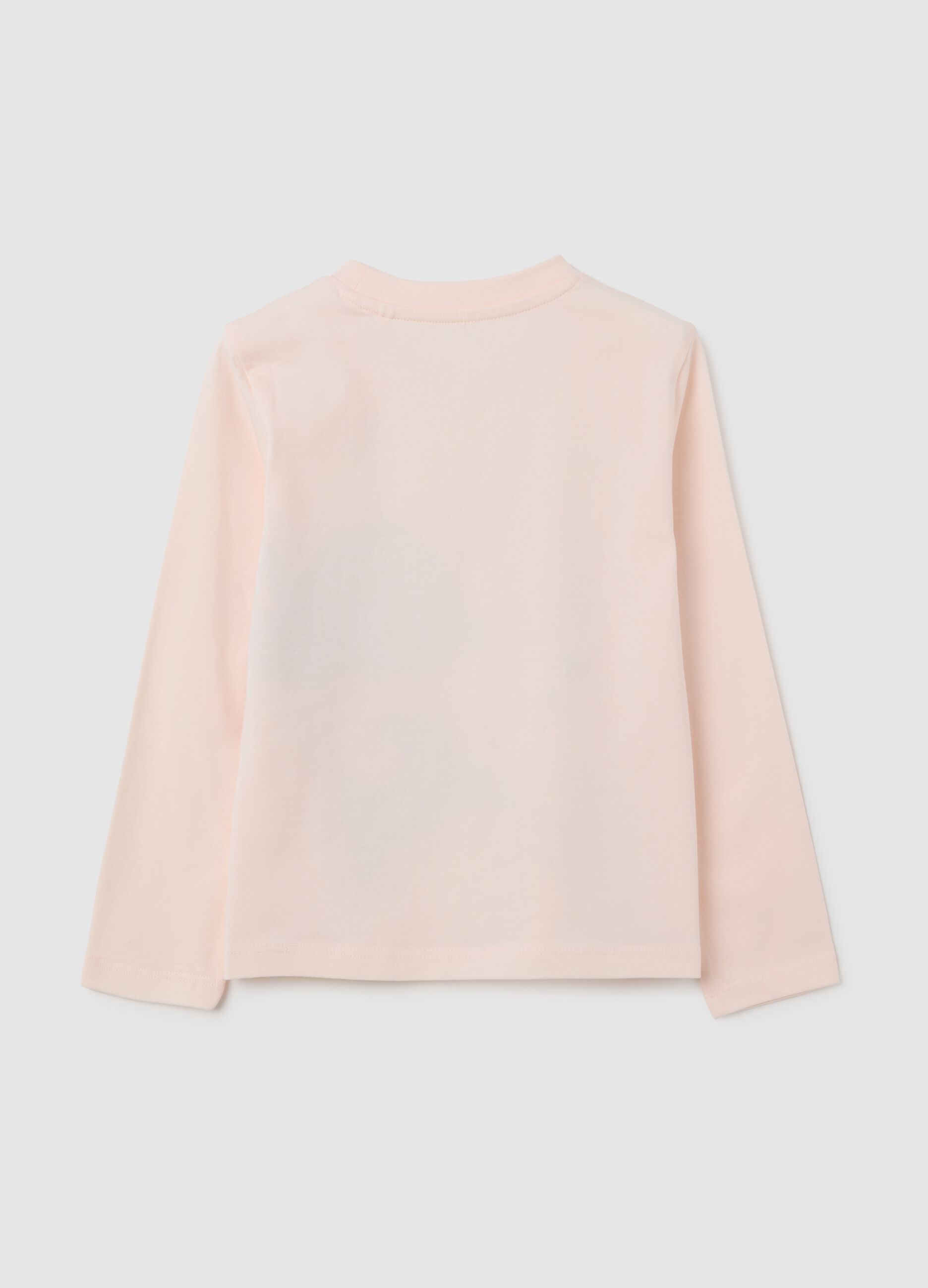 Girl's Long Sleeve Pink Cotton Regular Fit Top