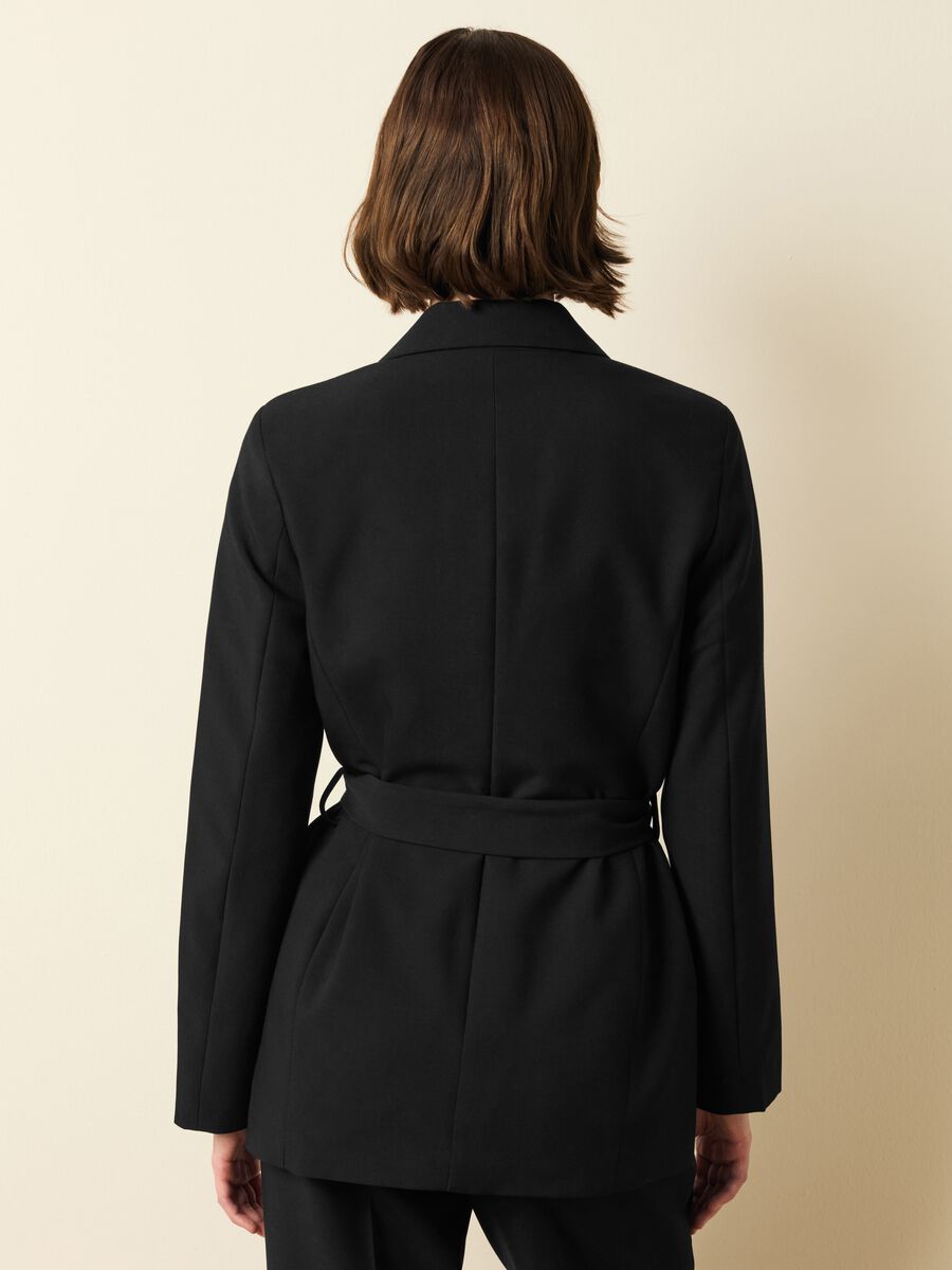 Single-breasted blazer with belt_3