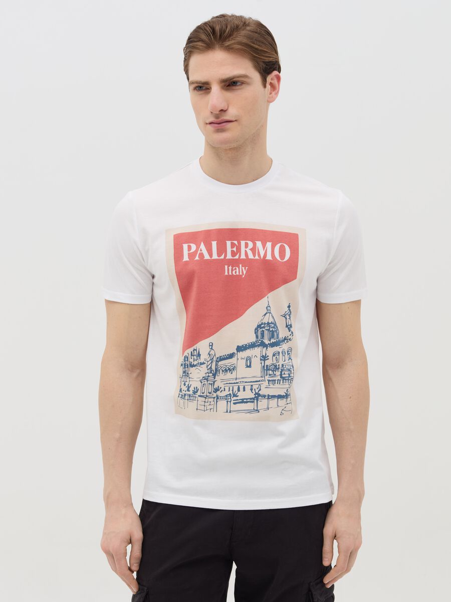 Cotton T-shirt with "Palermo Italy" print_0