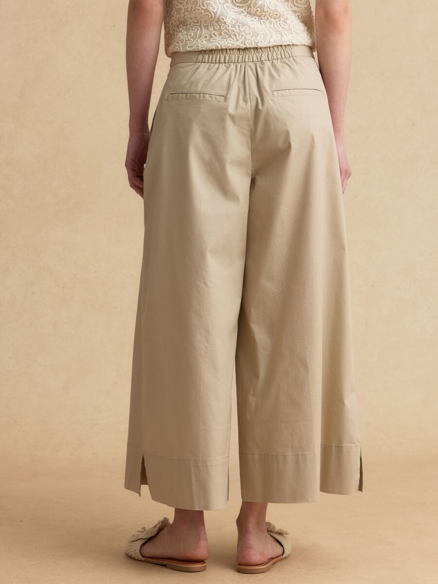 Beige stretch cotton palazzo trousers_2