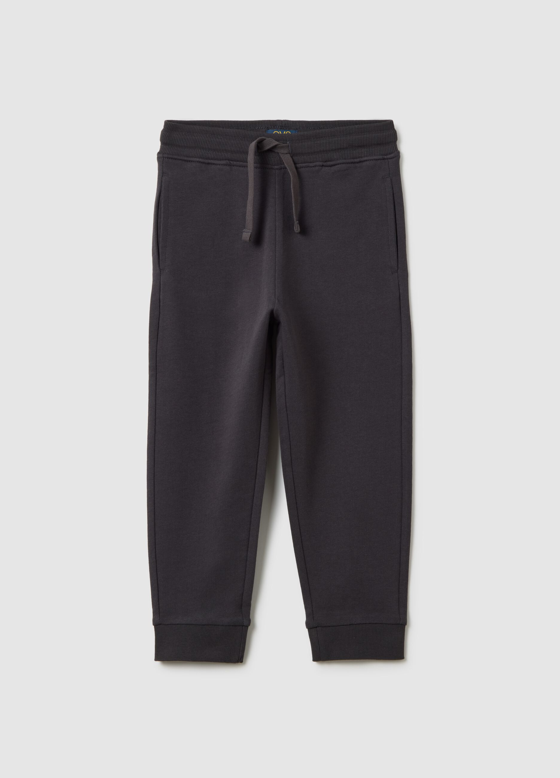 Pantaloni per bambini in puro cotone nero regular fit