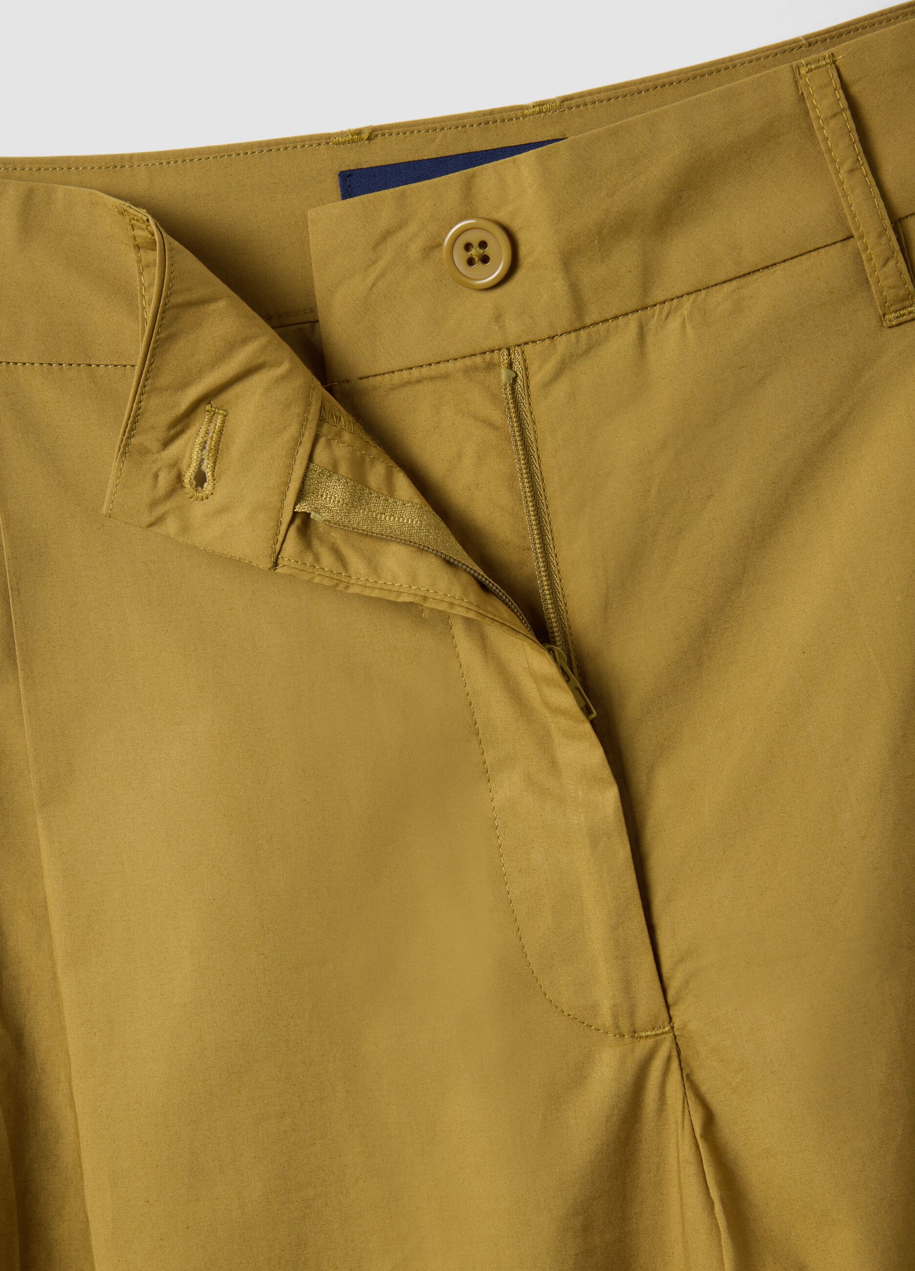 Green wide-leg trousers in pure cotton