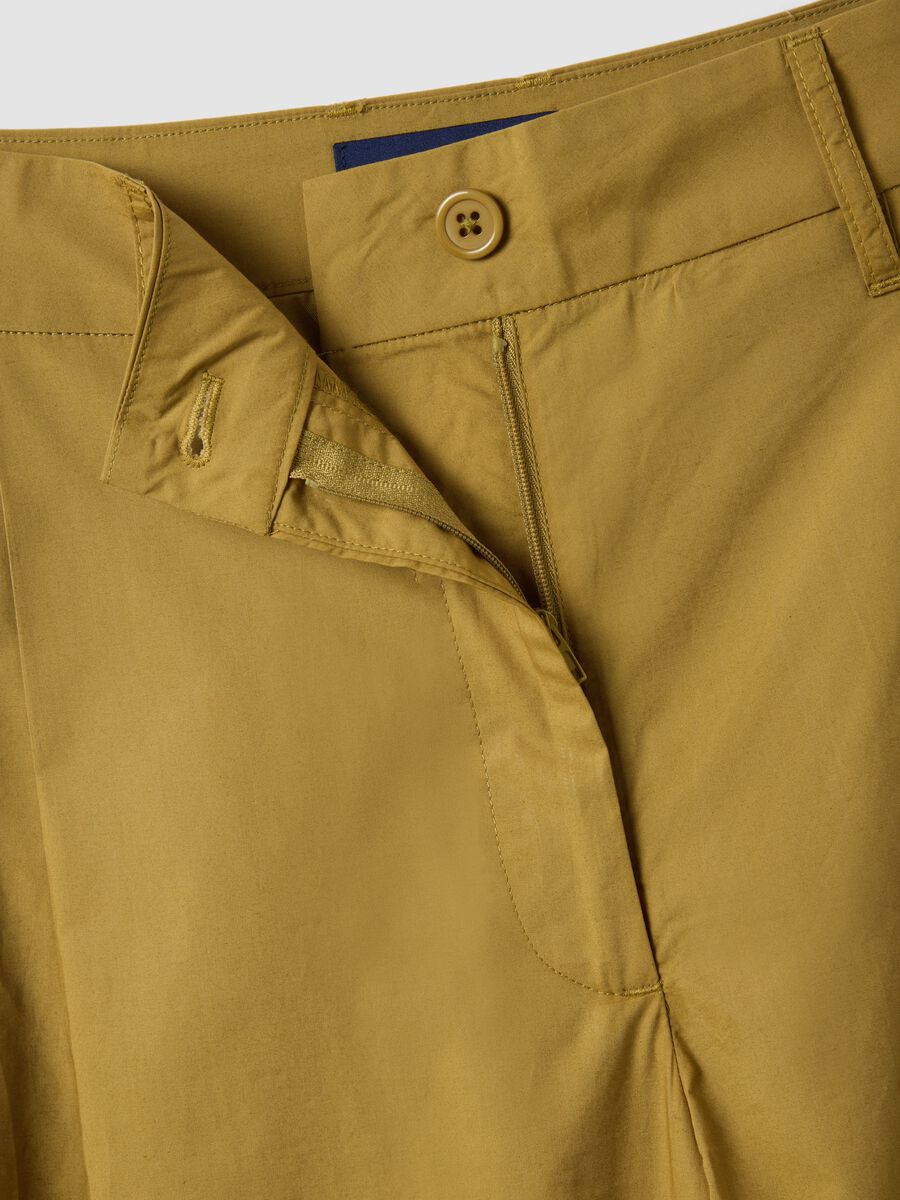 Green wide-leg trousers in pure cotton_5