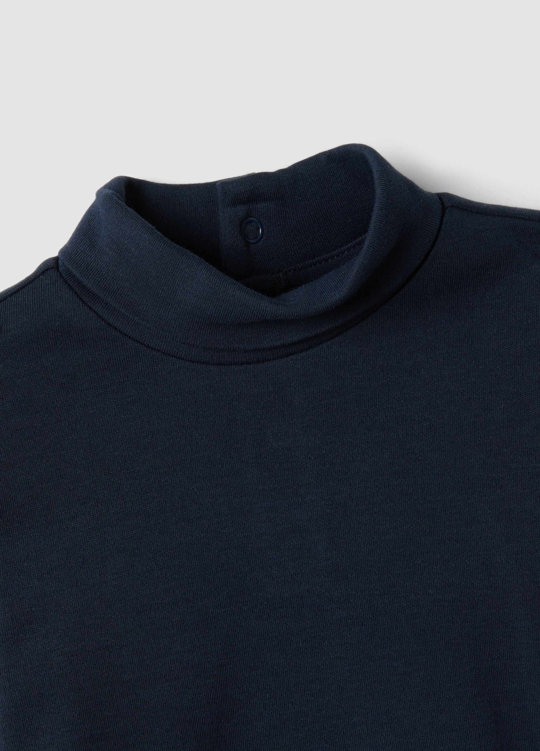 Blue organic cotton polo-neck jumper