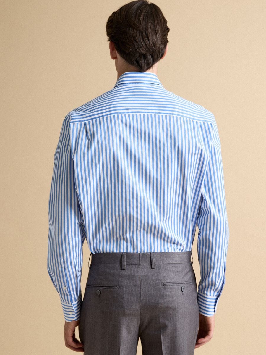 Camicia blu e bianca a righe in puro cotone regular fit_3