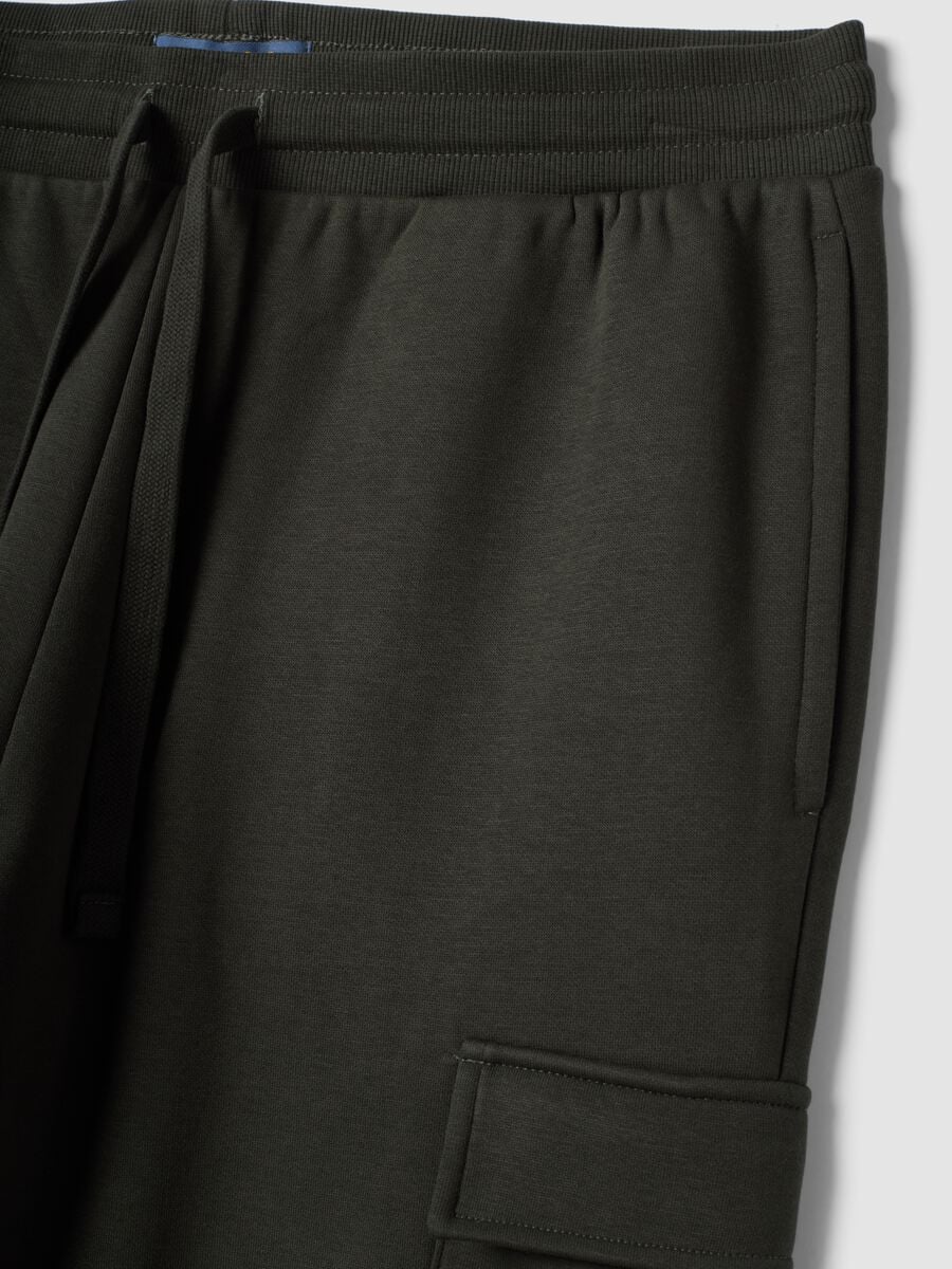 Pantaloni jogger cargo grigi in misto cotone con coulisse regular fit_1