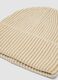 Beige ribbed knit beanie with turn-up_1