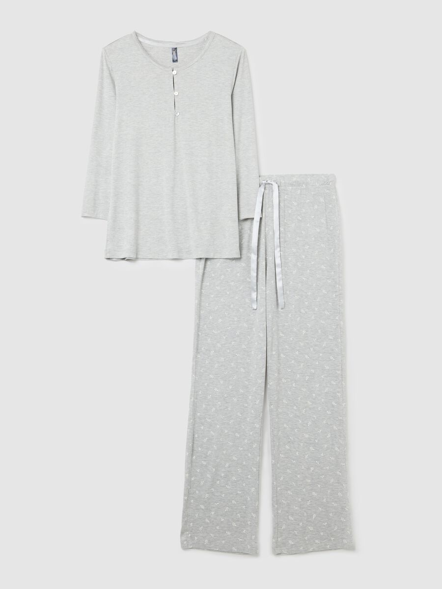 Mélange pyjamas with small leaves print_4