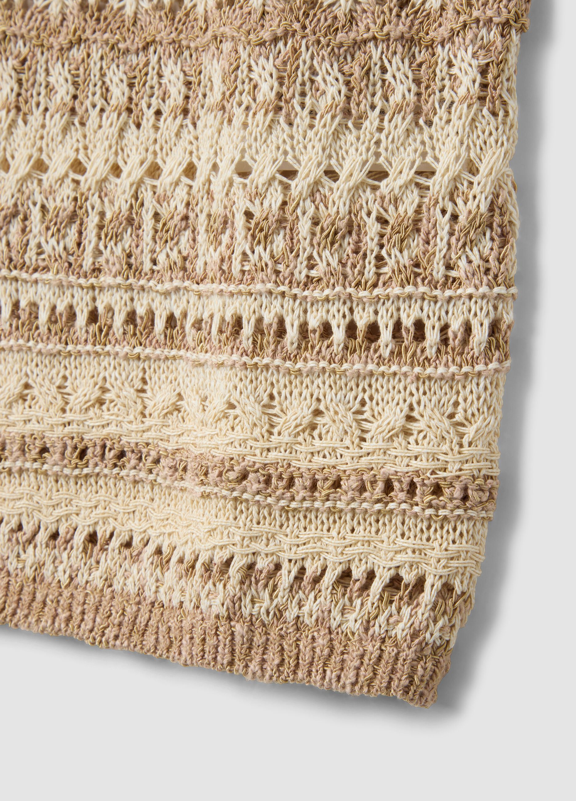 Tank top in crochet di misto cotone multicolor regular fit