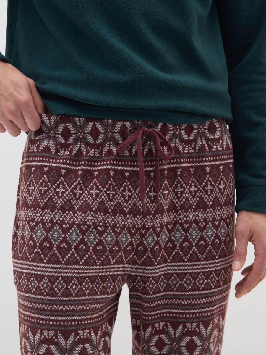 Multicolour regular fit pyjama trousers with geometric pattern_3