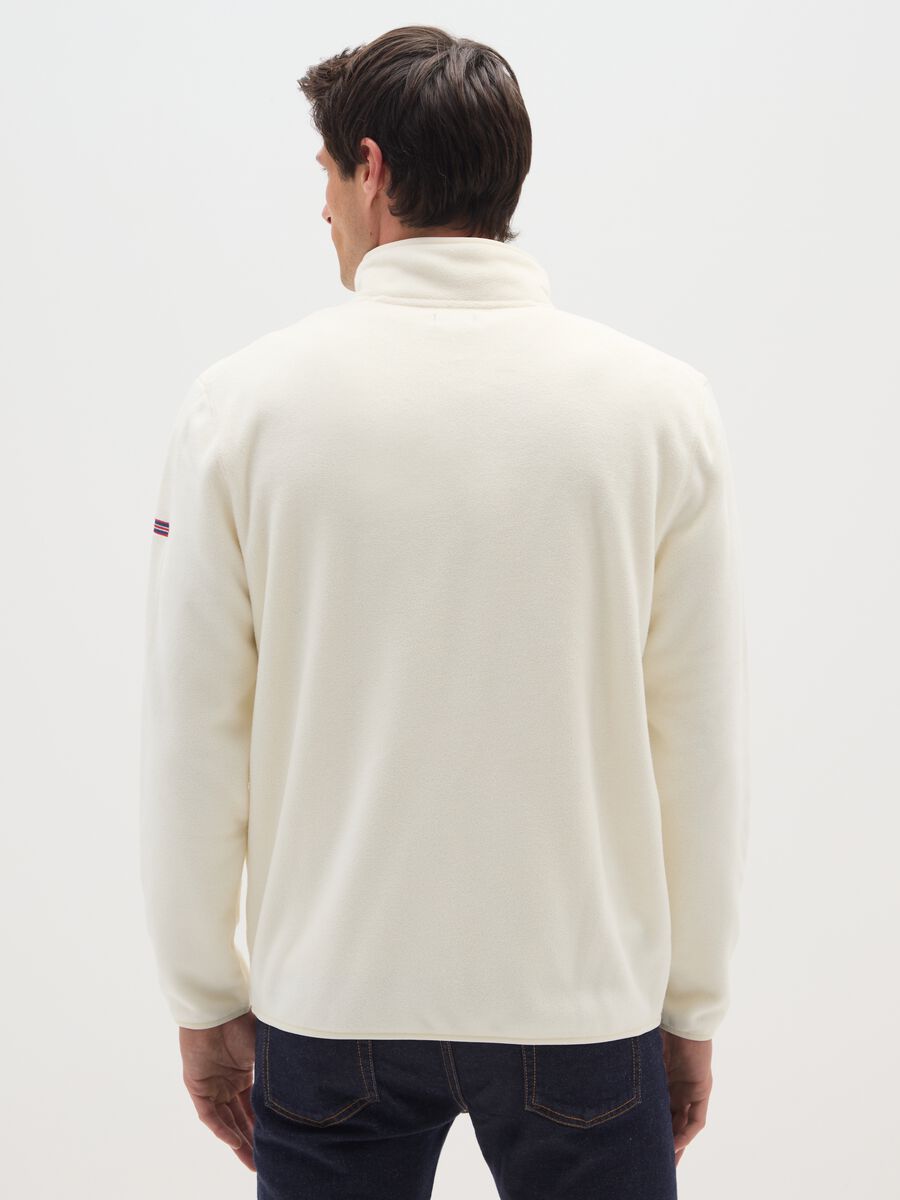 White fleece regular fit zip-up sweatshirt_2