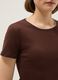 Brown pure cotton regular fit t-shirt with contrast stitching_3